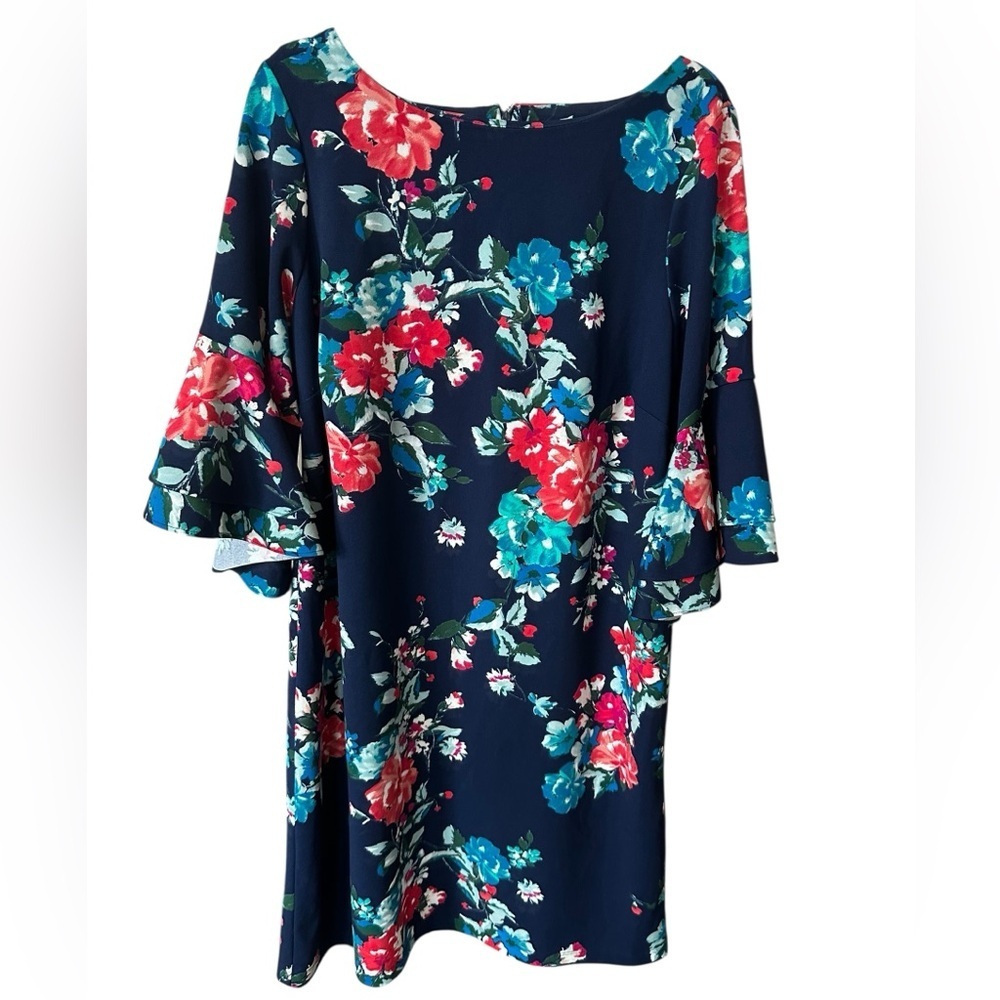 Ronni Nicole Navy Floral Long Sleeve Dress size 16W